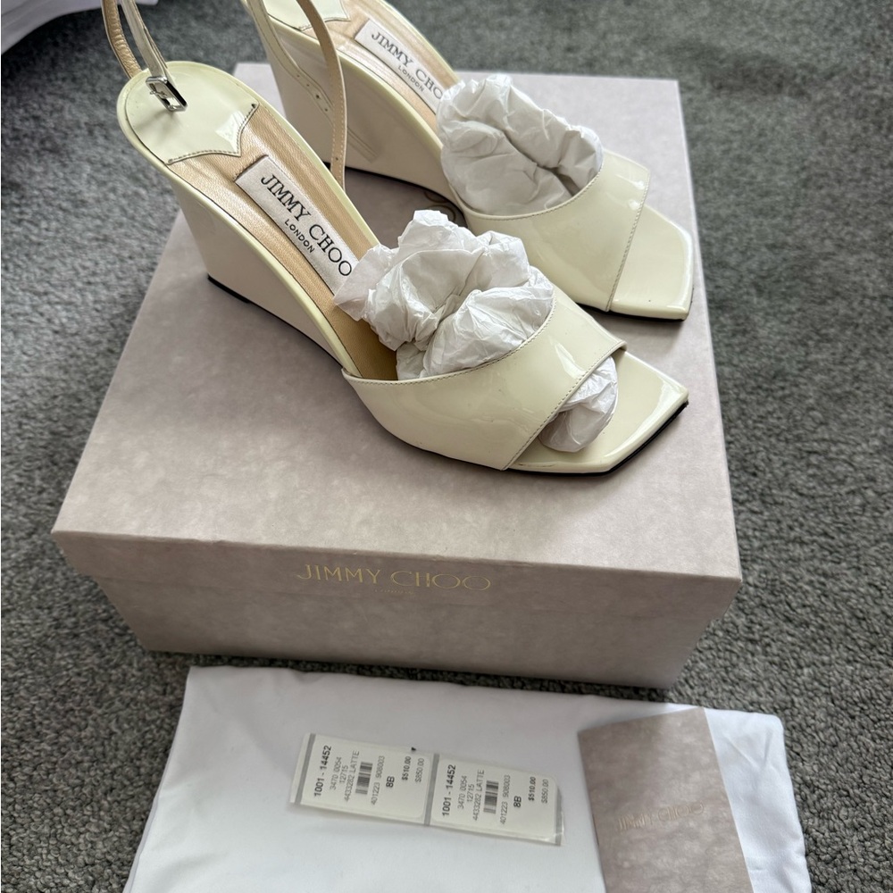 Jimmy Choo Ivory Patent Wedges